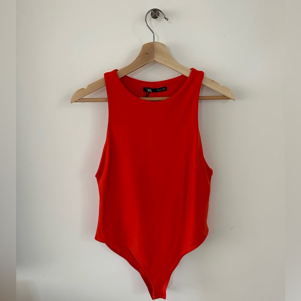 Red Sleeveless Bodysuit Top - Unbranded